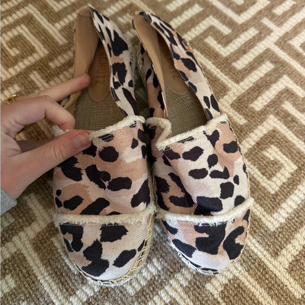 schutz cheetah espadrille flats made in Brazil and never worn!
